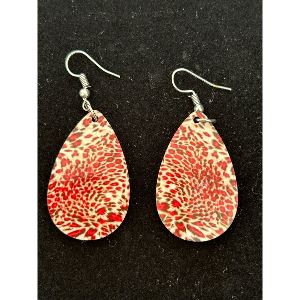 Teardrop Leopard Print  Earrings With Hook Fastening